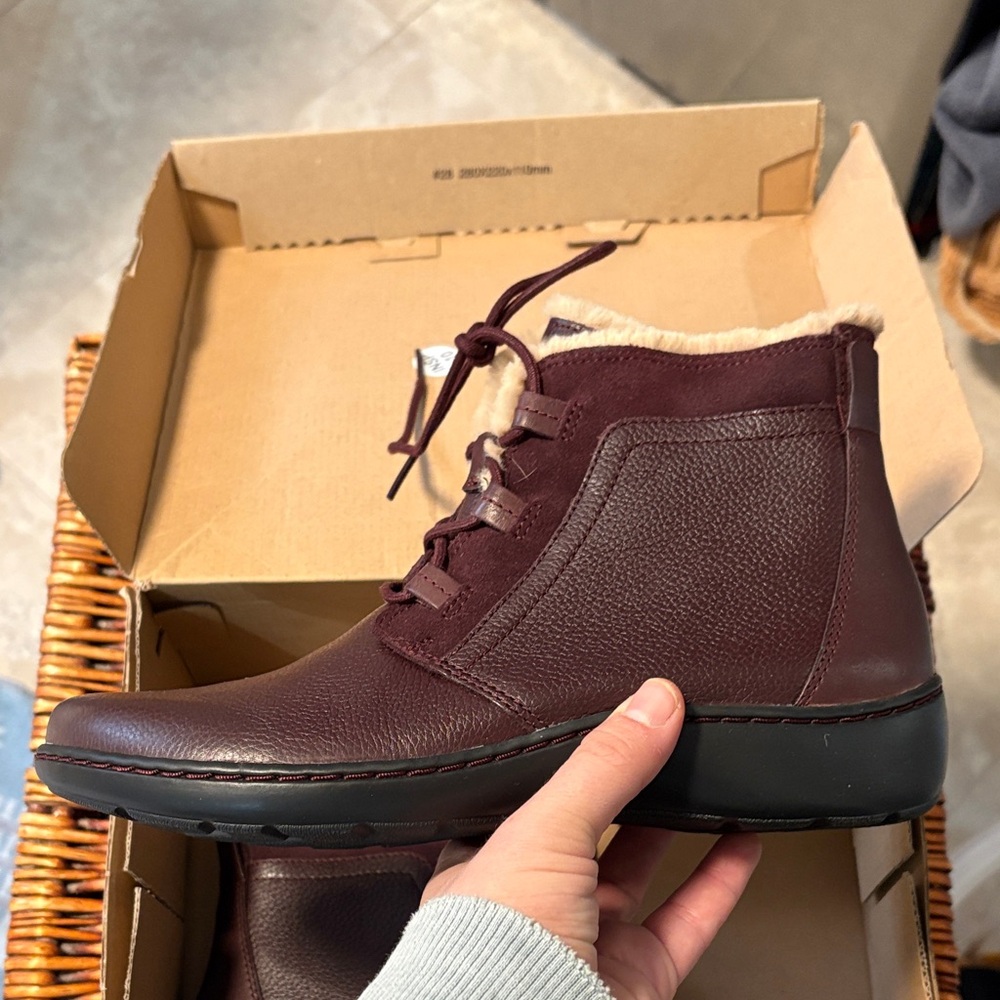 Burgundy Leather Ankle Boots